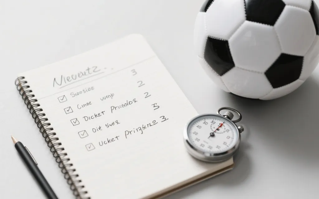 球迷在笔记本上做购票优先级与观赛清单规划